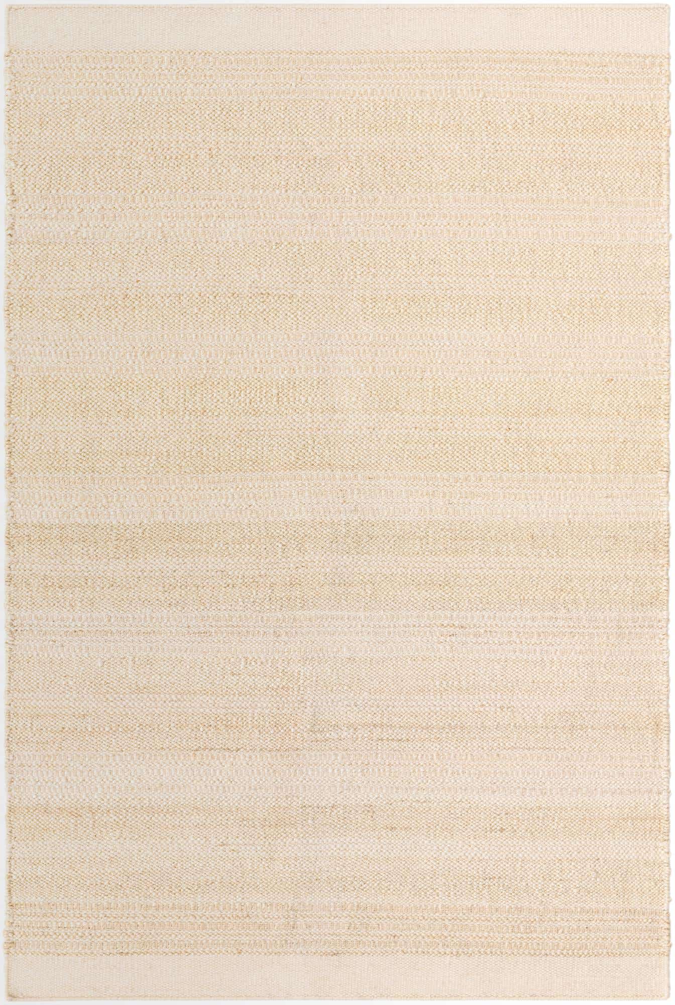 Ivory and White 6' 1 x 9' Lariat Rectangle Area Rug All Natural Jute & Wool With Cotton Backing Premium Carpet for Living Rooms, Dining, Office for Sale at Rug Engine