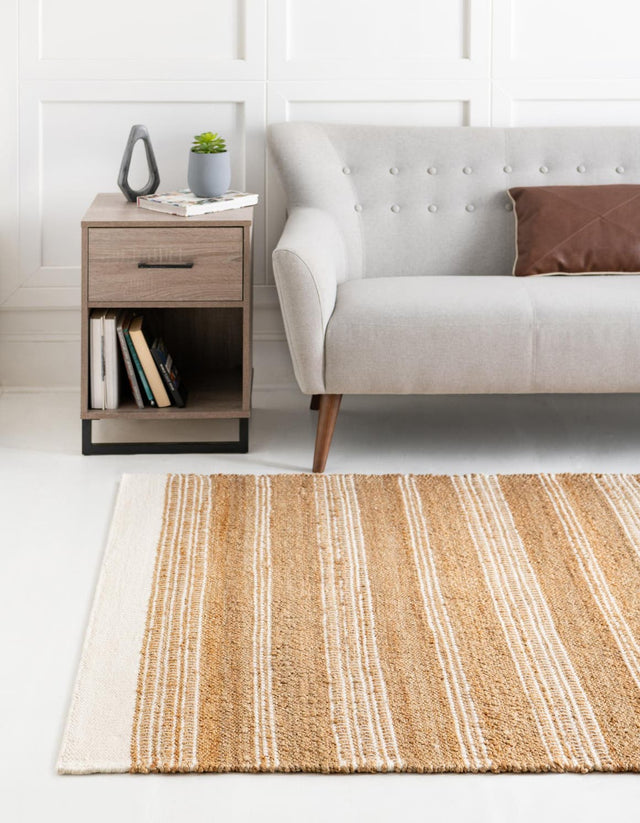 Natural 5' 1 x 8' Lariat Rectangle Area Rug All Natural Jute & Wool With Cotton Backing Premium Carpet for Living Rooms, Dining, Office for Sale at Rug Engine