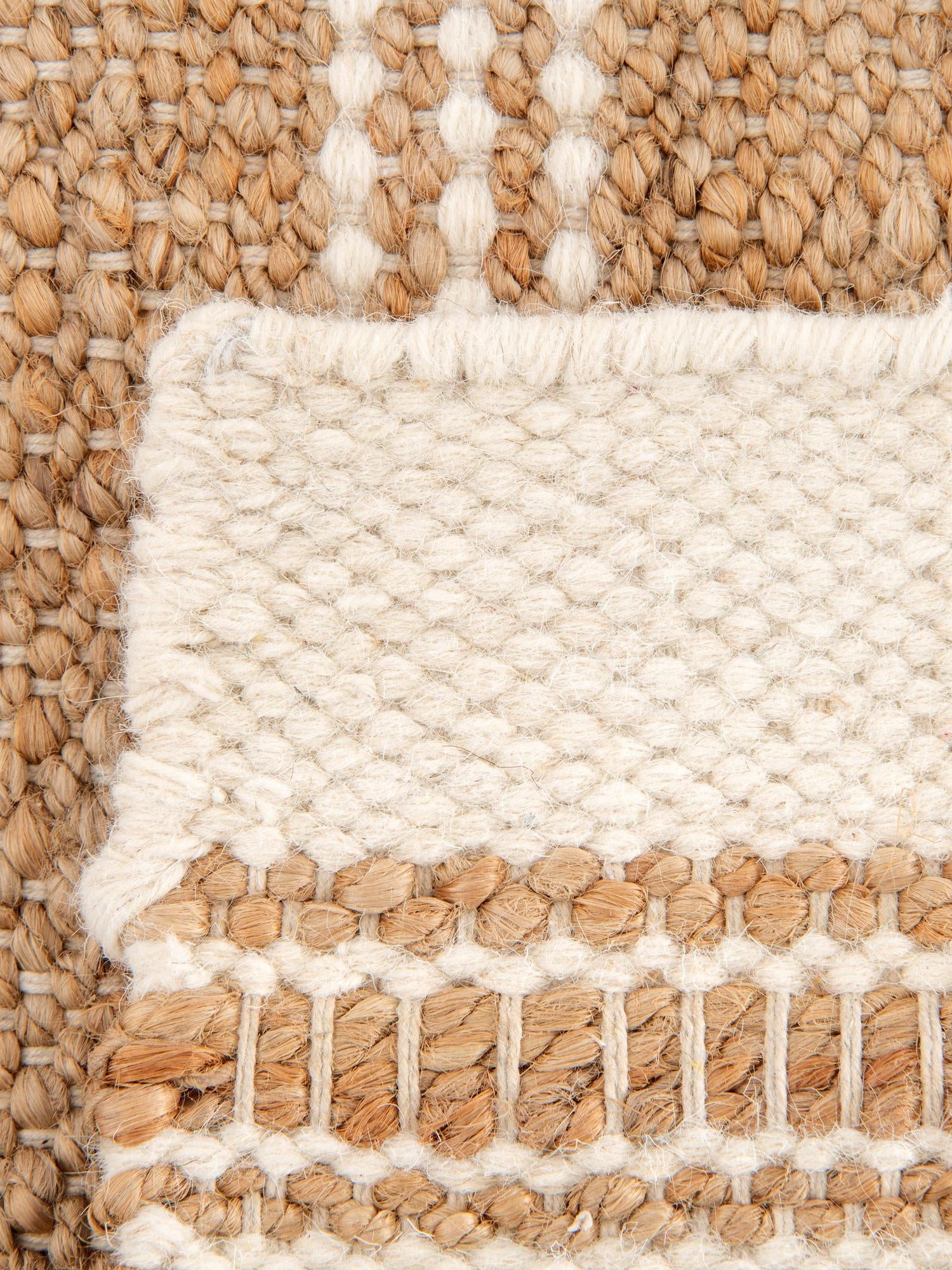 Natural 2' 2 x 3' 1 Lariat Rectangle Area Rug All Natural Jute & Wool With Cotton Backing Premium Carpet for Living Rooms, Dining, Office for Sale at Rug Engine