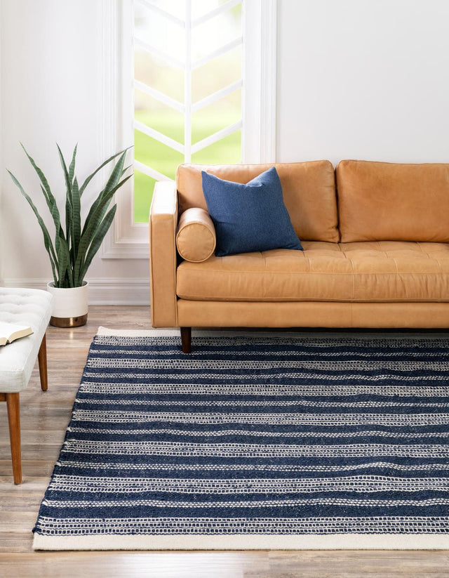 Navy Blue 10' x 10' Lariat Square Area Rug All Natural Jute & Wool With Cotton Backing Premium Carpet for Living Rooms, Dining, Office for Sale at Rug Engine