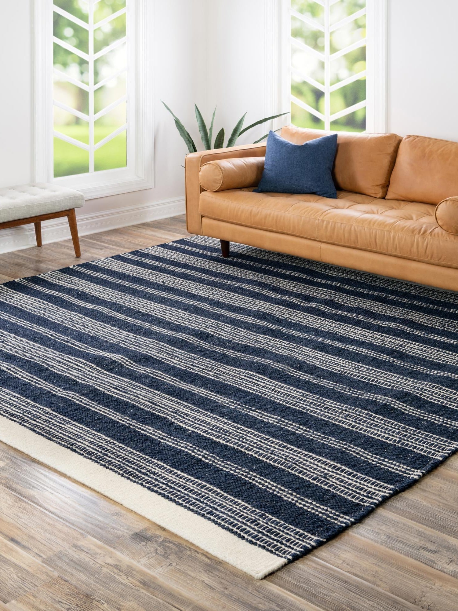 Navy Blue 10' x 10' Lariat Square Area Rug All Natural Jute & Wool With Cotton Backing Premium Carpet for Living Rooms, Dining, Office for Sale at Rug Engine