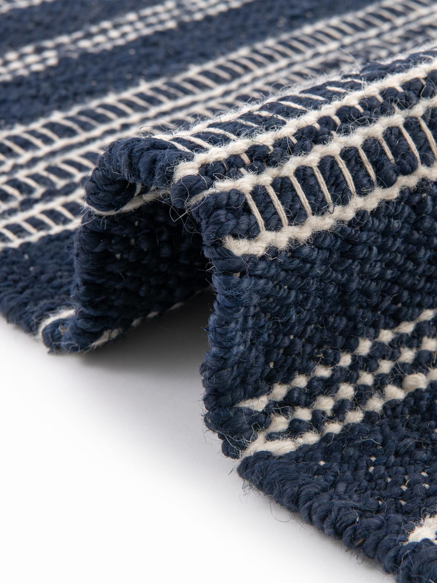 Navy Blue 2' 2 x 3' 1 Lariat Rectangle Area Rug All Natural Jute & Wool With Cotton Backing Premium Carpet for Living Rooms, Dining, Office for Sale at Rug Engine