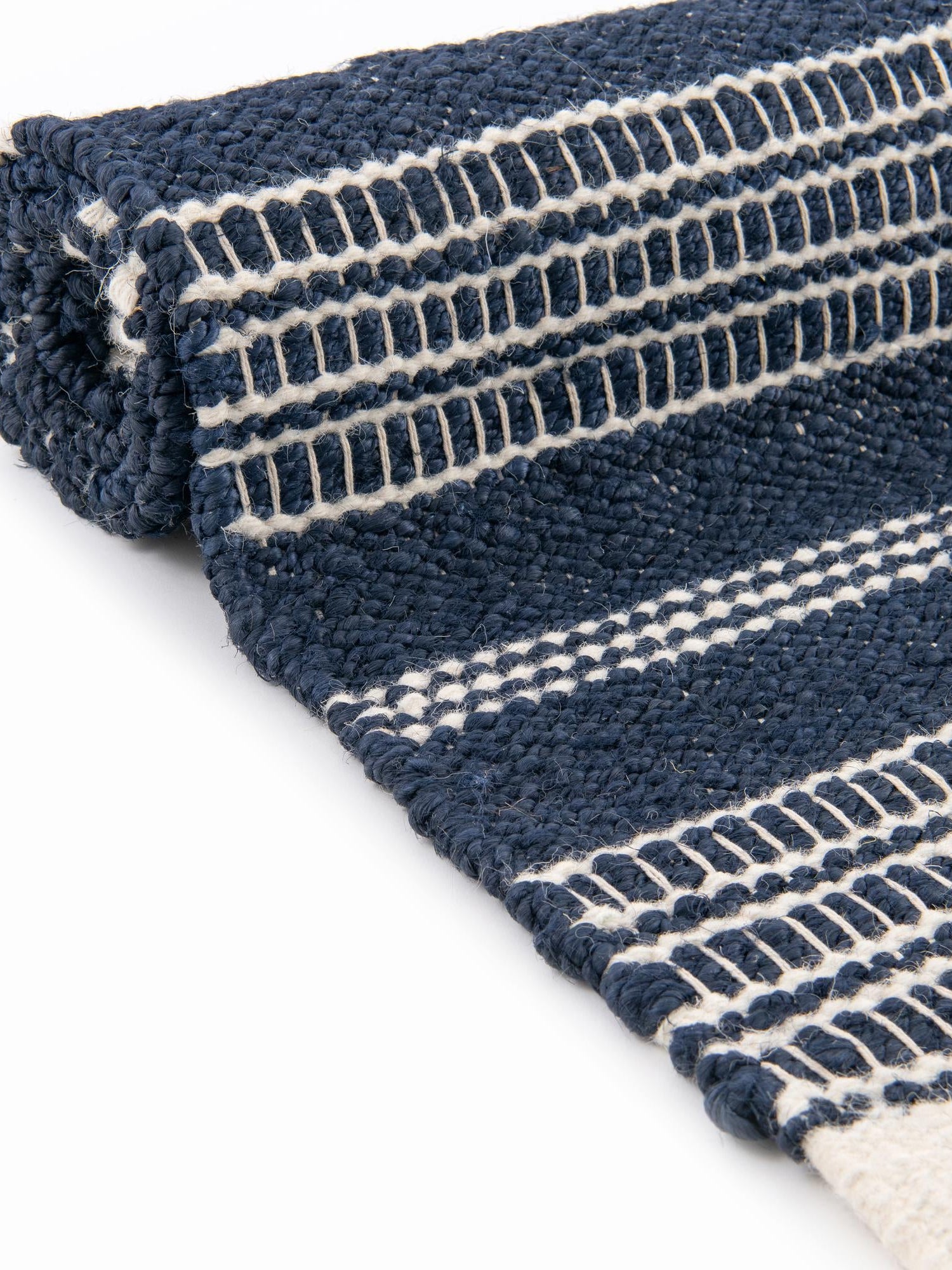 Navy Blue 2' 7 x 10' Lariat Runner Area Rug All Natural Jute & Wool With Cotton Backing Premium Carpet for Living Rooms, Dining, Office for Sale at Rug Engine