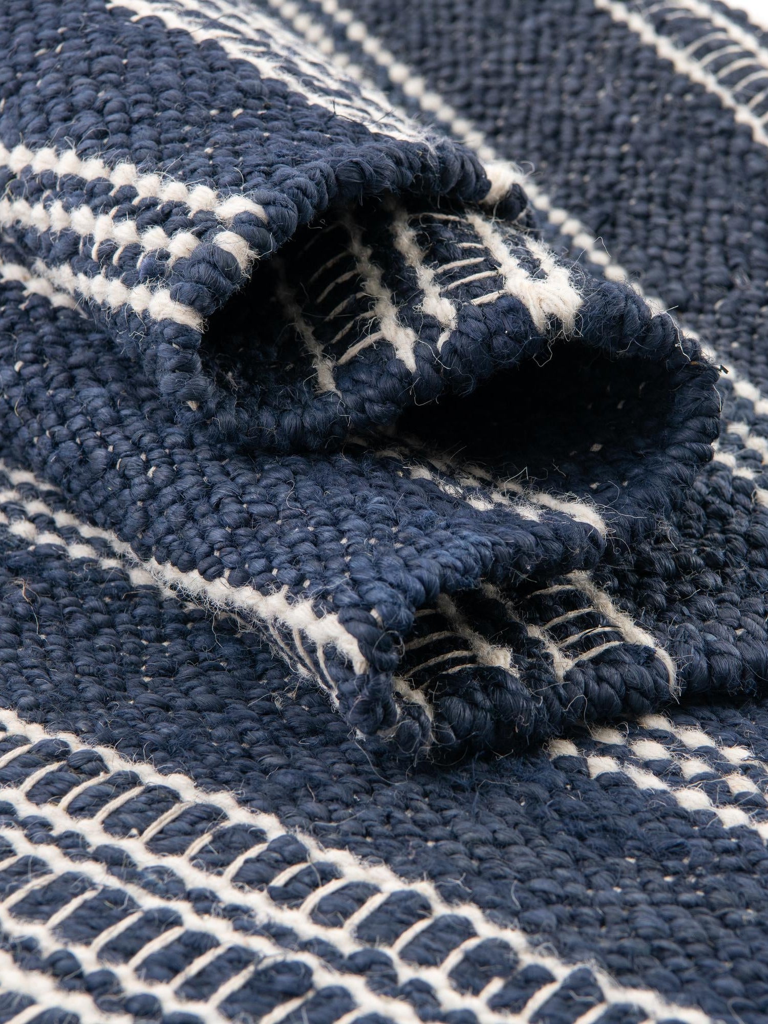 Navy Blue 2' x 5' 1 Lariat Runner Area Rug All Natural Jute & Wool With Cotton Backing Premium Carpet for Living Rooms, Dining, Office for Sale at Rug Engine