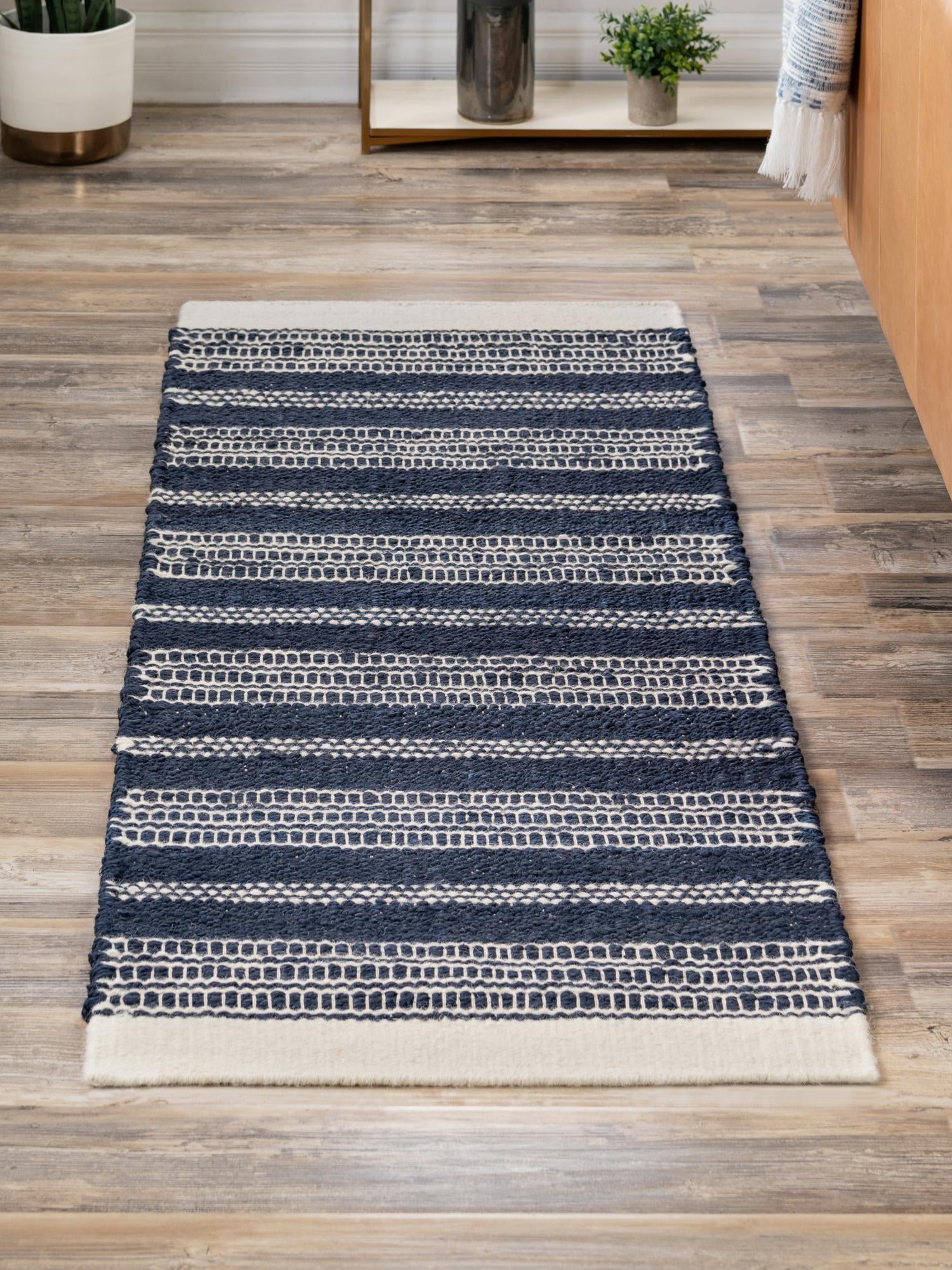 Navy Blue 2' x 5' 1 Lariat Runner Area Rug All Natural Jute & Wool With Cotton Backing Premium Carpet for Living Rooms, Dining, Office for Sale at Rug Engine