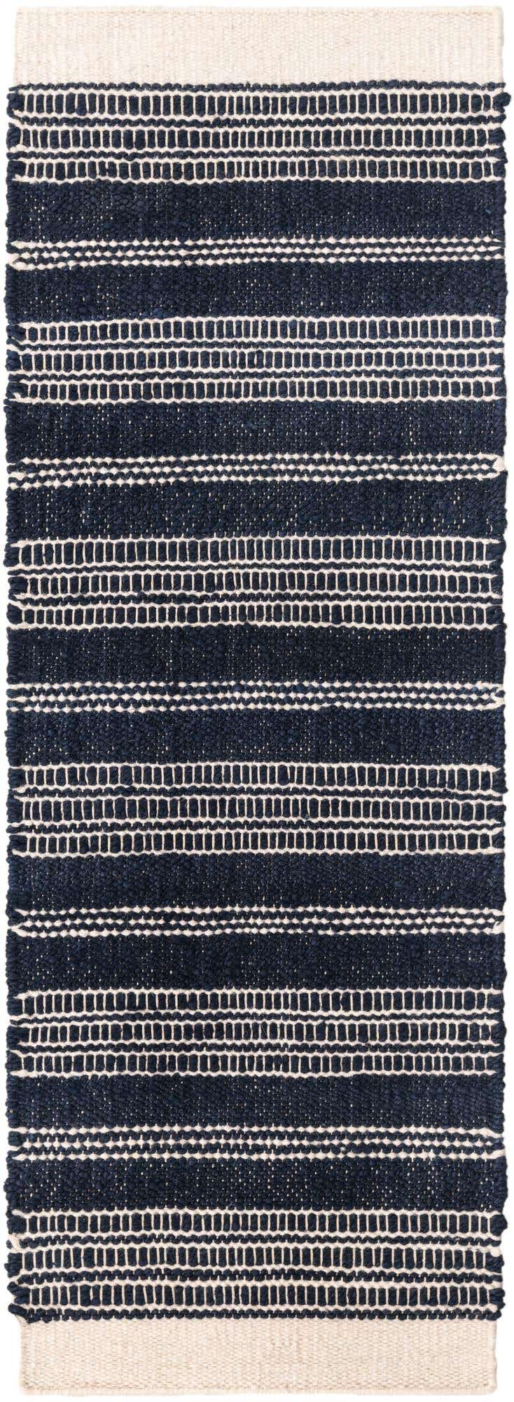 Navy Blue 2' x 6' 1 Lariat Runner Area Rug All Natural Jute & Wool With Cotton Backing Premium Carpet for Living Rooms, Dining, Office for Sale at Rug Engine