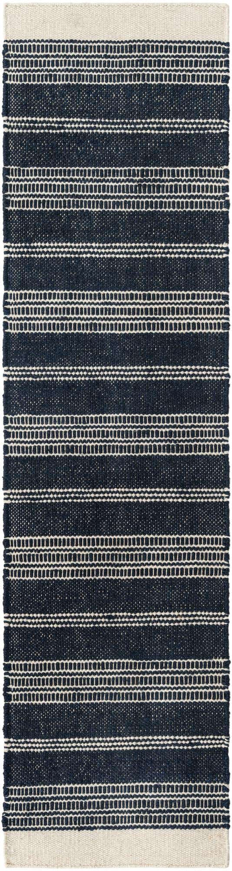 Navy Blue 2' x 8' Lariat Runner Area Rug All Natural Jute & Wool With Cotton Backing Premium Carpet for Living Rooms, Dining, Office for Sale at Rug Engine
