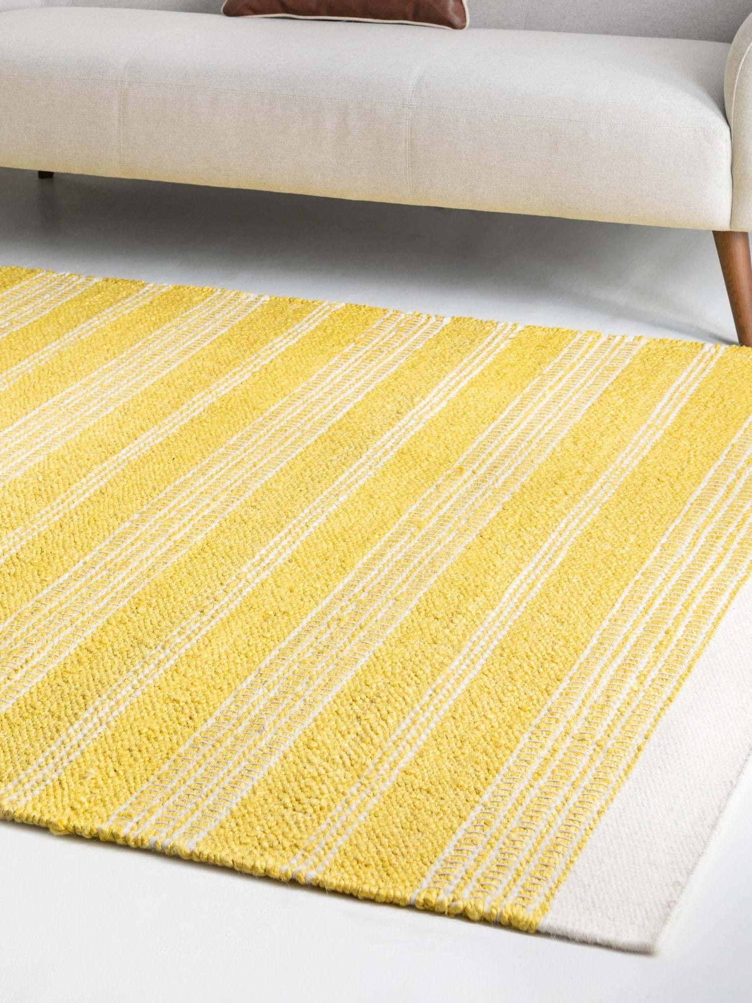 Sunshine Yellow 7' 10 x 10' Lariat Rectangle Area Rug All Natural Jute & Wool With Cotton Backing Premium Carpet for Living Rooms, Dining, Office for Sale at Rug Engine