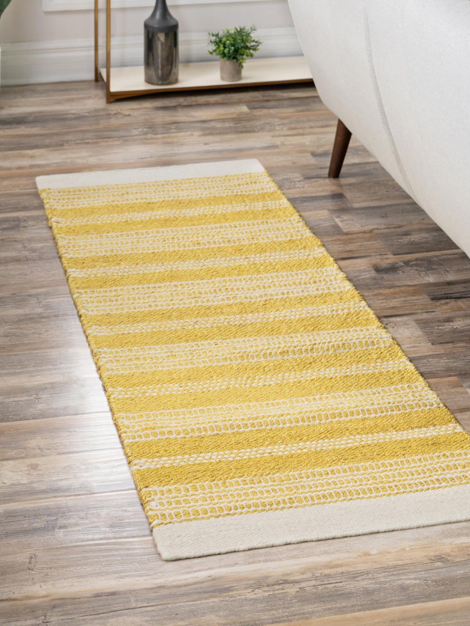 Sunshine Yellow 2' x 8' Lariat Runner Area Rug All Natural Jute & Wool With Cotton Backing Premium Carpet for Living Rooms, Dining, Office for Sale at Rug Engine