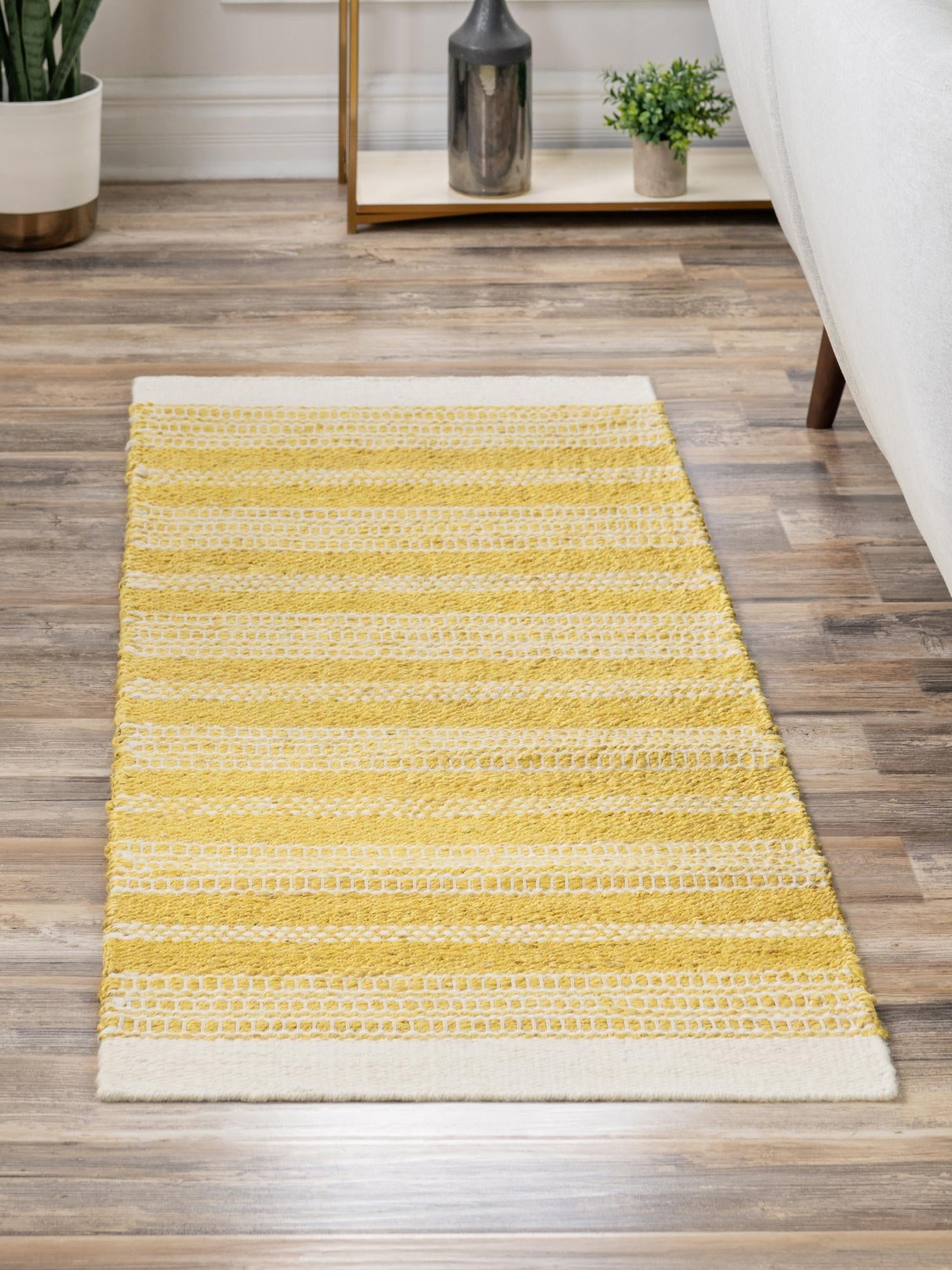 Sunshine Yellow 2' x 8' Lariat Runner Area Rug All Natural Jute & Wool With Cotton Backing Premium Carpet for Living Rooms, Dining, Office for Sale at Rug Engine