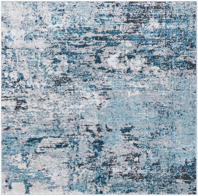 Blue 5' 3 x 5' 3 Leipzig Square Area Rug 75% Polypropylene & 25% Polyester Modern Contemporary Carpet for Kitchens, Bedroom, Living Room Home Decor for Sale at Rug Engine