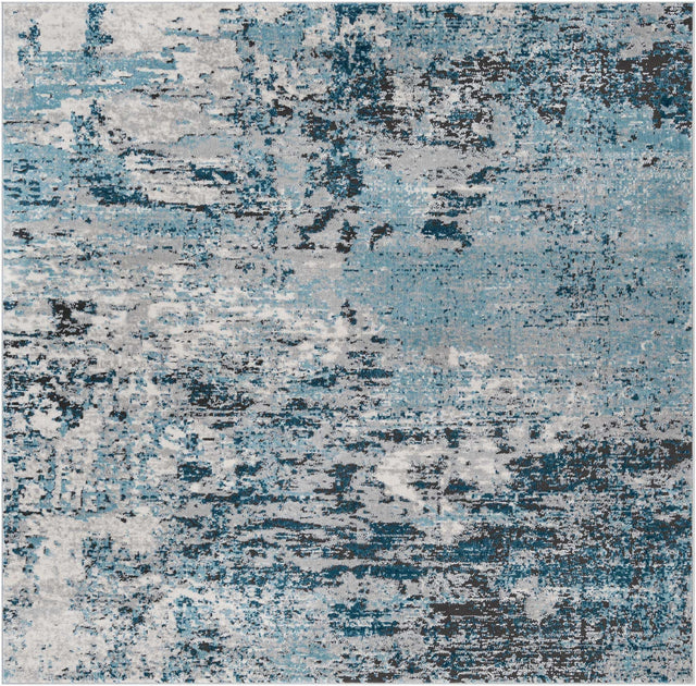 Blue 7' 10 x 7' 10 Leipzig Square Area Rug 75% Polypropylene & 25% Polyester Modern Contemporary Carpet for Kitchens, Bedroom, Living Room Home Decor for Sale at Rug Engine