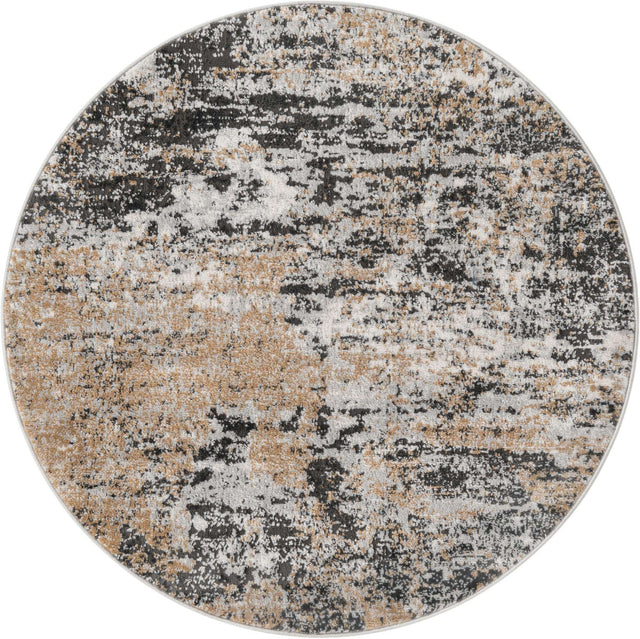 Beige 4' 1 x 4' 1 Leipzig Round Area Rug 75% Polypropylene & 25% Polyester Modern Contemporary Carpet for Kitchens, Bedroom, Living Room Home Decor for Sale at Rug Engine