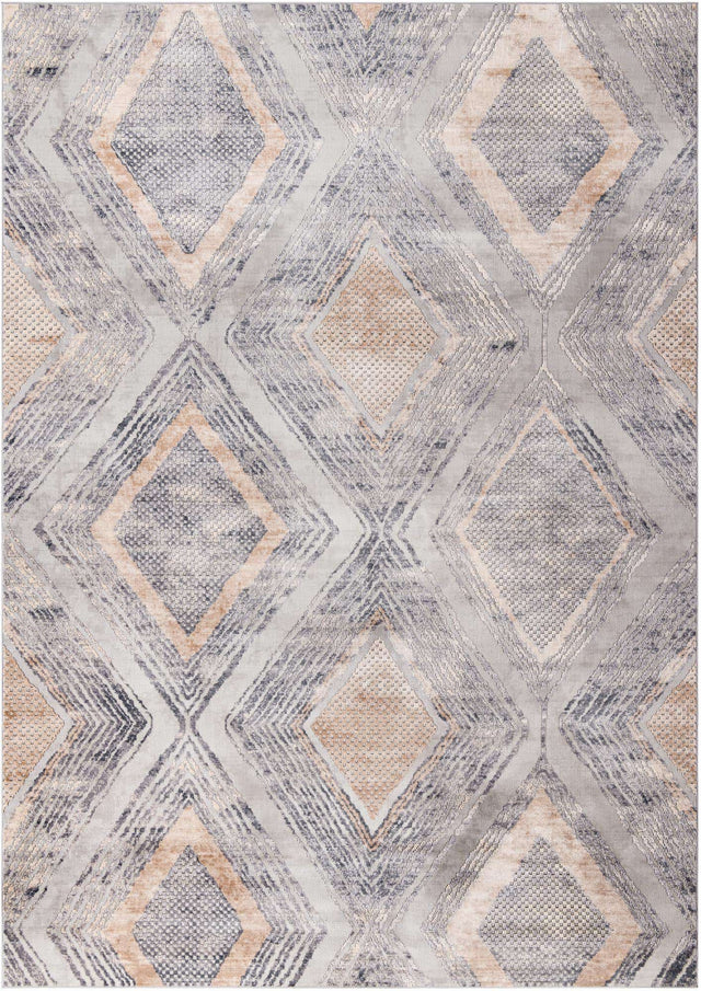 Gray Cream 10' x 14' 1 Caspian Rectangle Area Rug 60% Polypropylene & 40% Polyester With Cotton Backing Modern Chic Carpet for Home Interior Design Decorating for Sale at Rug Engine