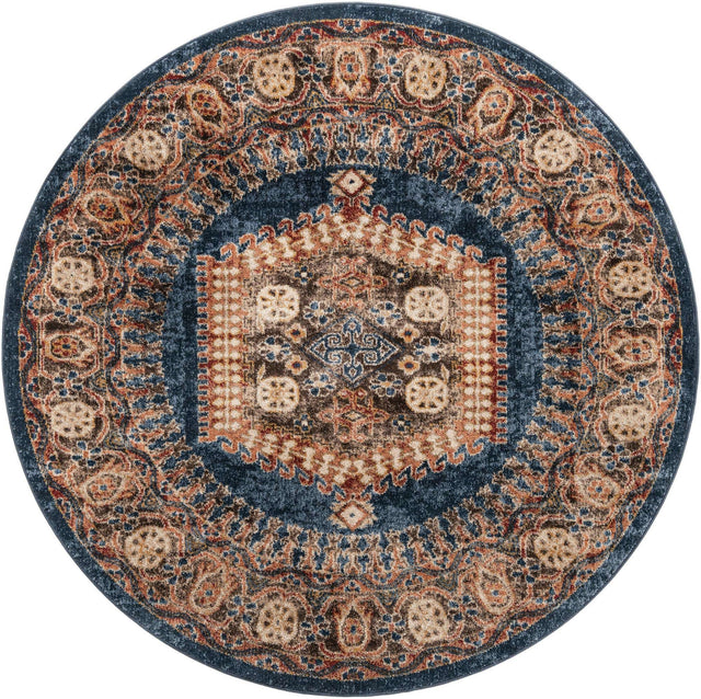 Blue 3' 3 x 3' 3 Utopia Round Area Rug Traditional Vintage Persian Inspired Vivid Color Durable Carpet for Unique Interiors for Sale at Rug Engine