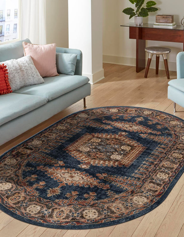Blue 3' 3 x 5' 3 Utopia Oval Area Rug Traditional Vintage Persian Inspired Vivid Color Durable Carpet for Unique Interiors for Sale at Rug Engine