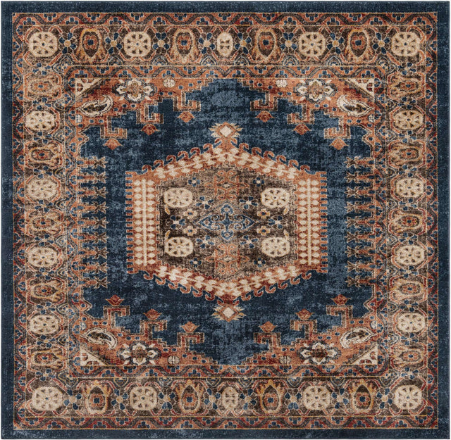 Blue 7' 10 x 7' 10 Utopia Square Area Rug Traditional Vintage Persian Inspired Vivid Color Durable Carpet for Unique Interiors for Sale at Rug Engine