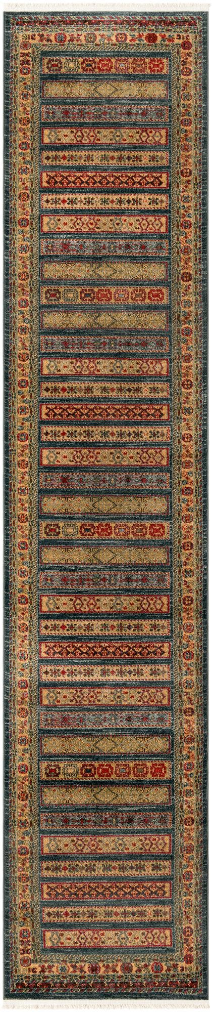 Blue 2' 7 x 12' Fars Runner Area Rug 100% Polypropylene Unique Traditional Carpet for Classical Living, Dining Room & Office Spaces for Sale at Rug Engine