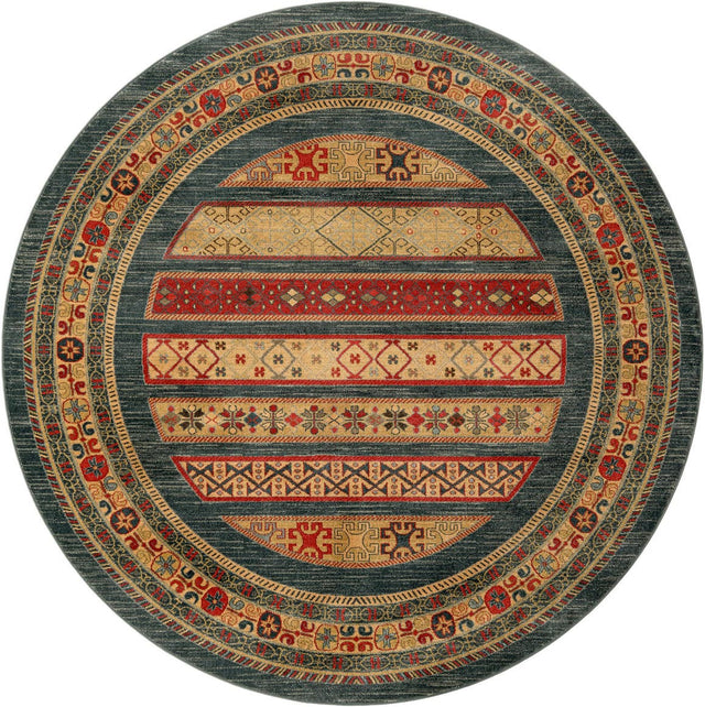 Blue 7' 10 x 7' 10 Fars Round Area Rug 100% Polypropylene Unique Traditional Carpet for Classical Living, Dining Room & Office Spaces for Sale at Rug Engine