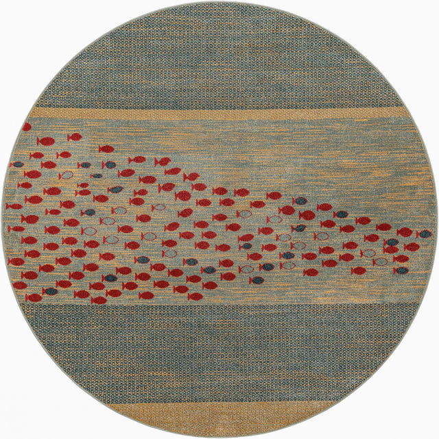 Blue 13' 1 x 13' 1 Fars Round Area Rug 100% Polypropylene Unique Traditional Carpet for Classical Living, Dining Room & Office Spaces for Sale at Rug Engine