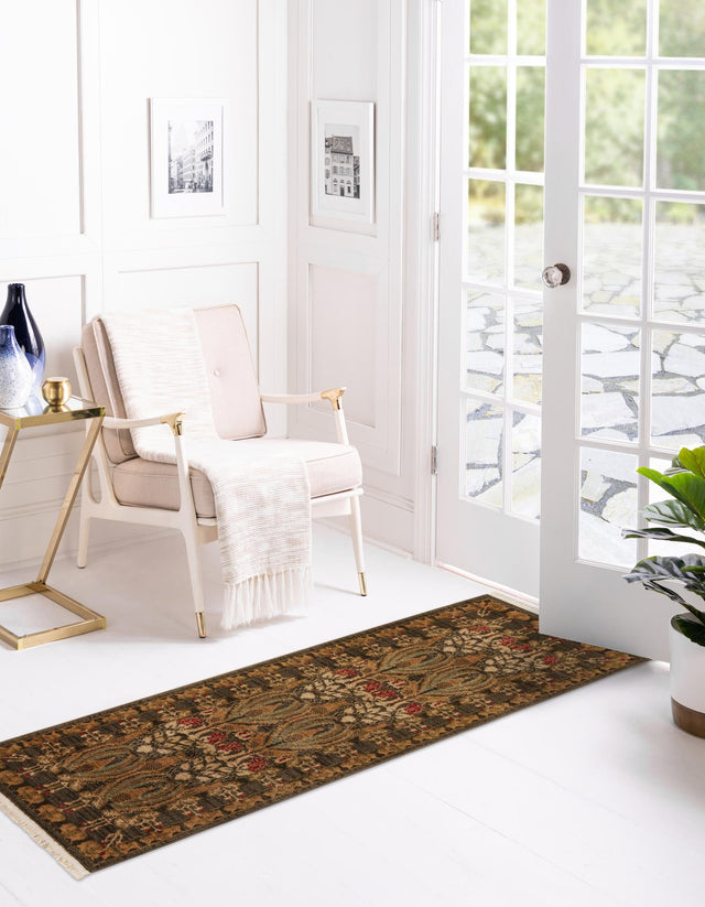 Brown 2' x 6' 1 Edinburgh Runner Area Rug 100% Polypropylene Easy Clean With Cotton Backing Traditional Classic Design Carpet for Living, Dining Room, Office for Sale at Rug Engine