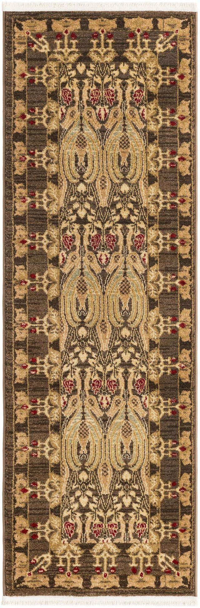 Brown 2' x 6' 1 Edinburgh Runner Area Rug 100% Polypropylene Easy Clean With Cotton Backing Traditional Classic Design Carpet for Living, Dining Room, Office for Sale at Rug Engine