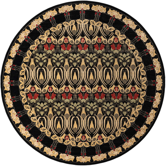 Black 13' 1 x 13' 1 Edinburgh Round Area Rug 100% Polypropylene Easy Clean With Cotton Backing Traditional Classic Design Carpet for Living, Dining Room, Office for Sale at Rug Engine