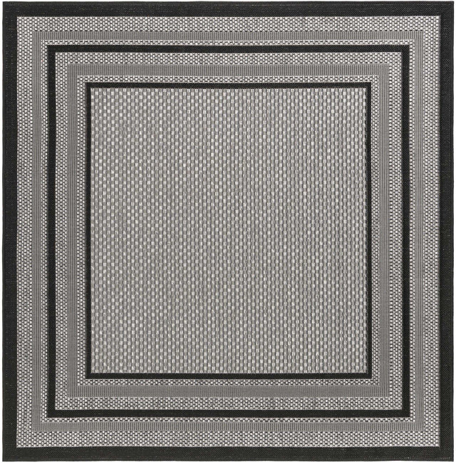 Gray 5' 3 x 5' 3 Outdoor Border Square Area Rug Weather Resistant for Patio, Deck, Terrace, Balcony, Porch 100% Polypropylene Classic Bordered Carpet for Sale at Rug Engine