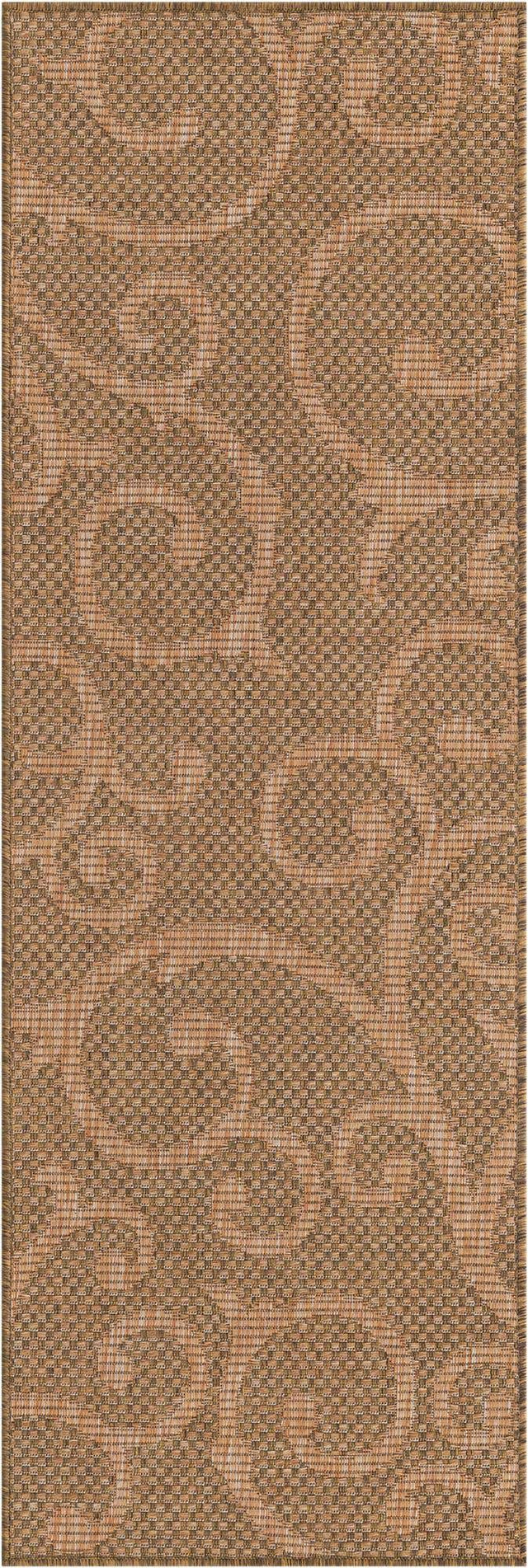 Brown 2' x 6' 1 Outdoor Botanical Runner Area Rug Weather Resistant for Patio, Deck, Terrace, Balcony, Porch Polypropylene Garden Floral Tropical Carpet for Sale at Rug Engine