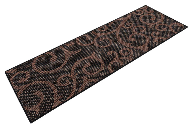 Chocolate Brown 2' x 6' 1 Outdoor Botanical Runner Area Rug Weather Resistant for Patio, Deck, Terrace, Balcony, Porch Polypropylene Garden Floral Tropical Carpet for Sale at Rug Engine