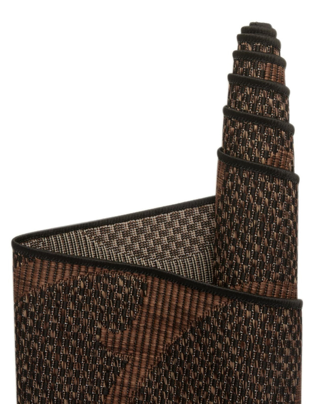 Chocolate Brown 2' x 6' 1 Outdoor Botanical Runner Area Rug Weather Resistant for Patio, Deck, Terrace, Balcony, Porch Polypropylene Garden Floral Tropical Carpet for Sale at Rug Engine