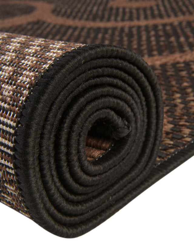 Chocolate Brown 2' x 6' 1 Outdoor Botanical Runner Area Rug Weather Resistant for Patio, Deck, Terrace, Balcony, Porch Polypropylene Garden Floral Tropical Carpet for Sale at Rug Engine