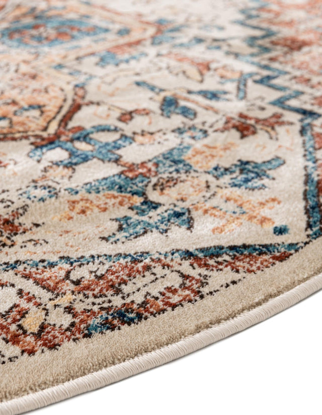 Beige 5' 3 x 5' 3 Oslo Round Area Rug 100% Polypropylene Traditional Classic Vintage Distressed Carpet for Indoor Home Decor for Sale at Rug Engine