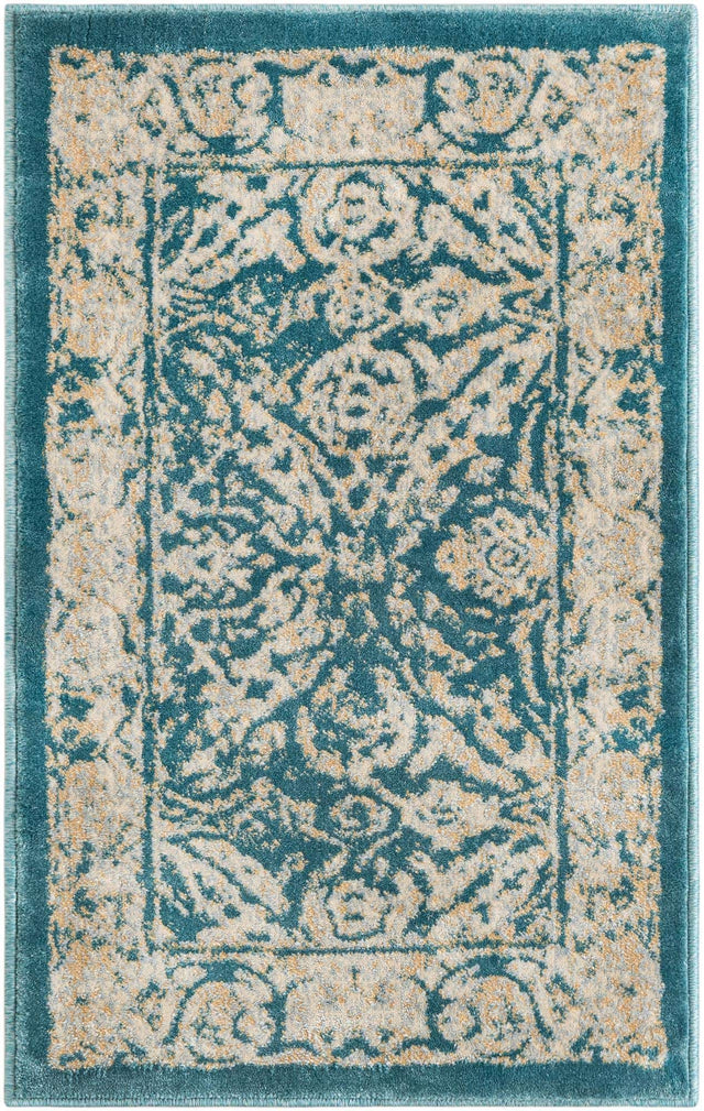 Teal 2' x 3' 1 Oslo Rectangle Area Rug 100% Polypropylene Traditional Classic Vintage Distressed Carpet for Indoor Home Decor for Sale at Rug Engine
