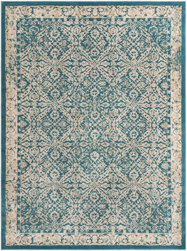 Teal 9' x 12' Oslo Rectangle Area Rug 100% Polypropylene Traditional Classic Vintage Distressed Carpet for Indoor Home Decor for Sale at Rug Engine
