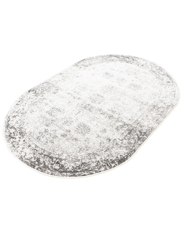 Gray 4' 1 x 6' 1 Sofia Oval Area Rug Durable Easy Clean Stain Resistant Unique Carpet for Affordable Interior Home Design for Sale at Rug Engine