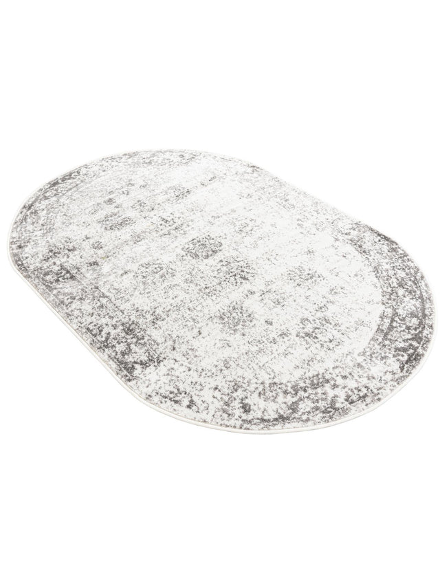 Gray 4' 1 x 6' 1 Sofia Oval Area Rug Durable Easy Clean Stain Resistant Unique Carpet for Affordable Interior Home Design for Sale at Rug Engine