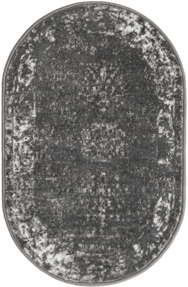 Dark Gray 2' x 3' 1 Sofia Oval Area Rug Durable Easy Clean Stain Resistant Unique Carpet for Affordable Interior Home Design for Sale at Rug Engine