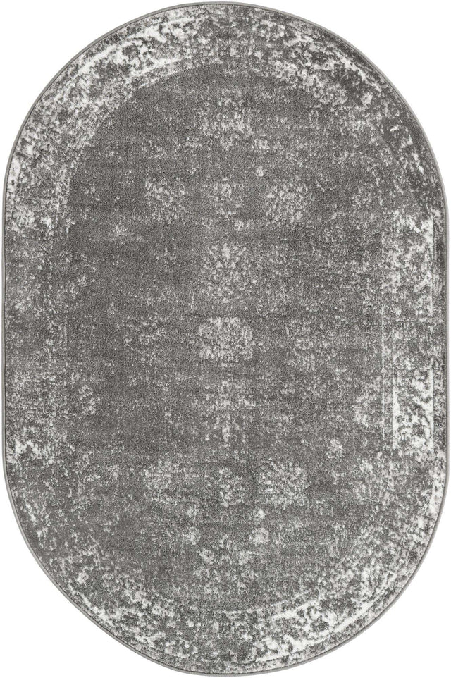 Dark Gray 4' 1 x 6' 1 Sofia Oval Area Rug Durable Easy Clean Stain Resistant Unique Carpet for Affordable Interior Home Design for Sale at Rug Engine