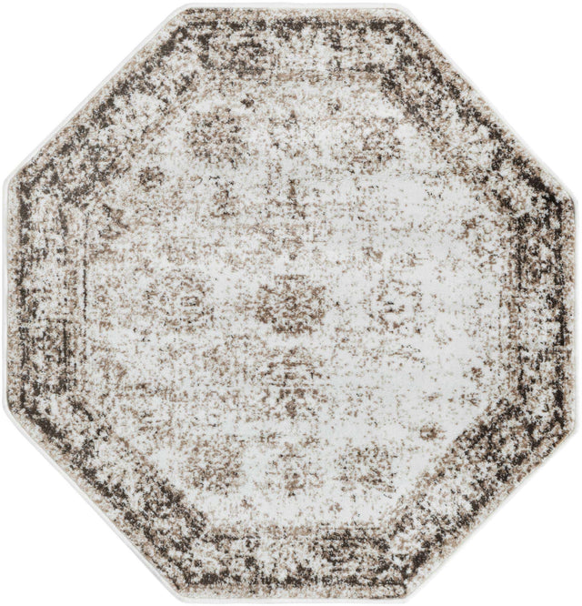 Beige 4' 1 x 4' 1 Sofia Octagon Area Rug Durable Easy Clean Stain Resistant Unique Carpet for Affordable Interior Home Design for Sale at Rug Engine