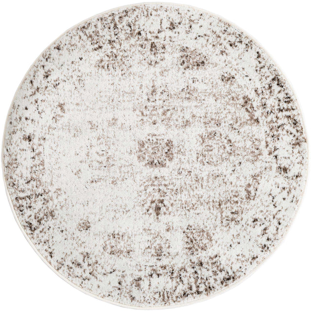 Beige 4' 1 x 4' 1 Sofia Round Area Rug Durable Easy Clean Stain Resistant Unique Carpet for Affordable Interior Home Design for Sale at Rug Engine