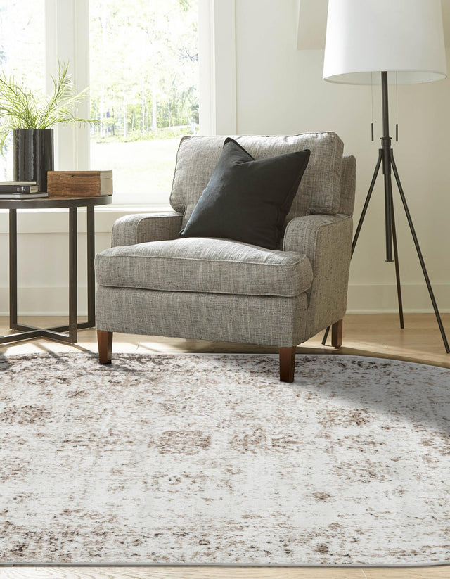 Beige 5' 3 x 8' Sofia Oval Area Rug Durable Easy Clean Stain Resistant Unique Carpet for Affordable Interior Home Design for Sale at Rug Engine