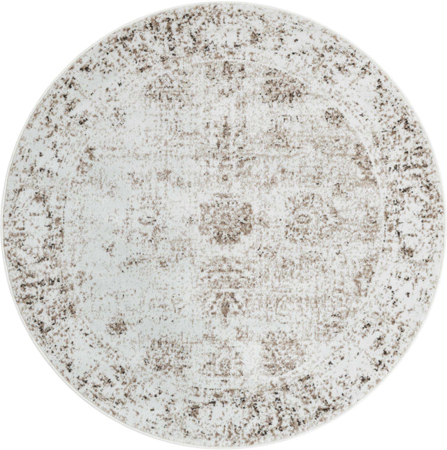 Beige 6' 1 x 6' 1 Sofia Round Area Rug Durable Easy Clean Stain Resistant Unique Carpet for Affordable Interior Home Design for Sale at Rug Engine