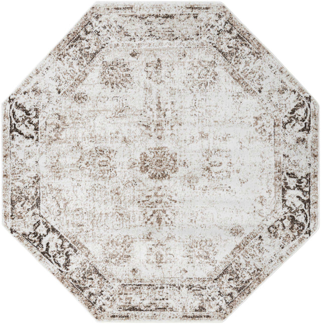 Beige 7' 10 x 7' 10 Sofia Octagon Area Rug Durable Easy Clean Stain Resistant Unique Carpet for Affordable Interior Home Design for Sale at Rug Engine