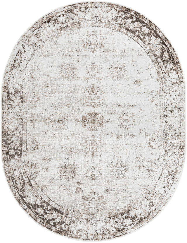 Beige 7' 10 x 10' Sofia Oval Area Rug Durable Easy Clean Stain Resistant Unique Carpet for Affordable Interior Home Design for Sale at Rug Engine