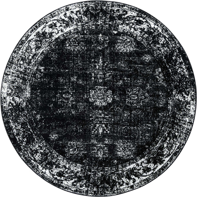 Black 10' x 10' Sofia Round Area Rug Durable Easy Clean Stain Resistant Unique Carpet for Affordable Interior Home Design for Sale at Rug Engine