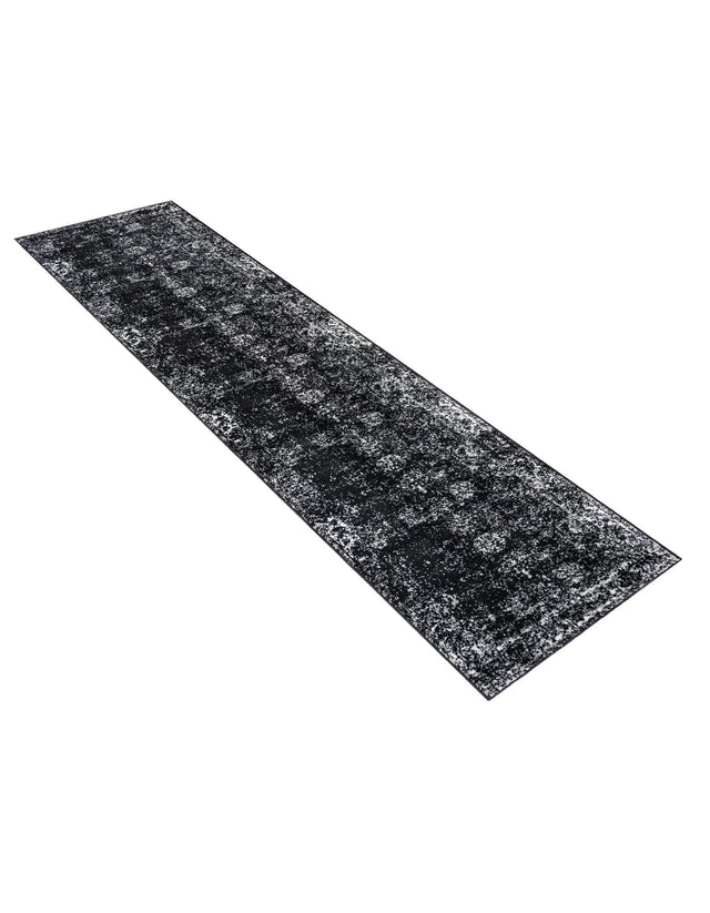 Black 2' 7 x 12' Sofia Runner Area Rug Durable Easy Clean Stain Resistant Unique Carpet for Affordable Interior Home Design for Sale at Rug Engine