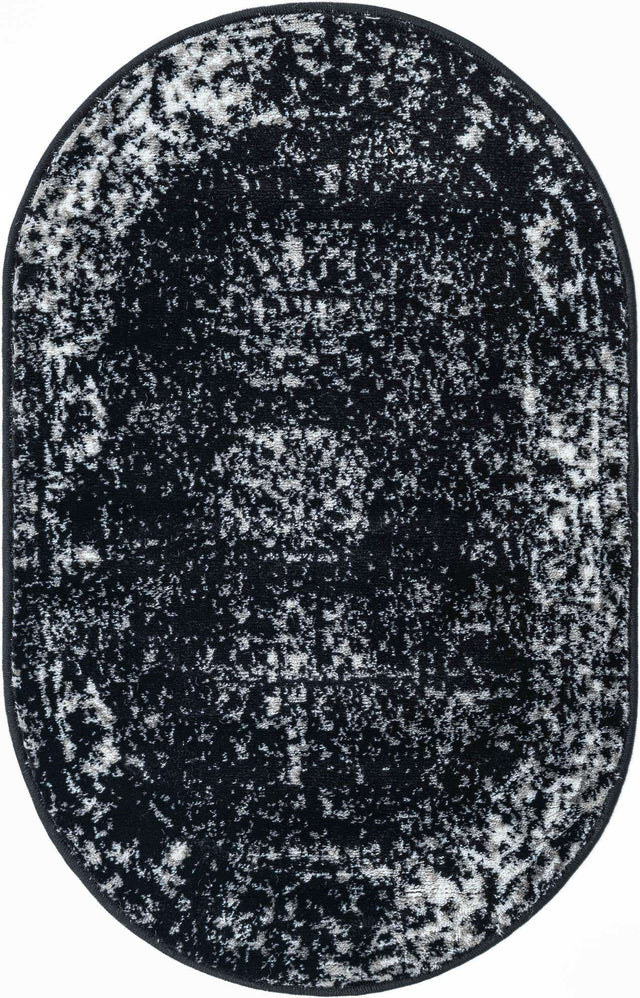 Black 2' x 3' 1 Sofia Oval Area Rug Durable Easy Clean Stain Resistant Unique Carpet for Affordable Interior Home Design for Sale at Rug Engine