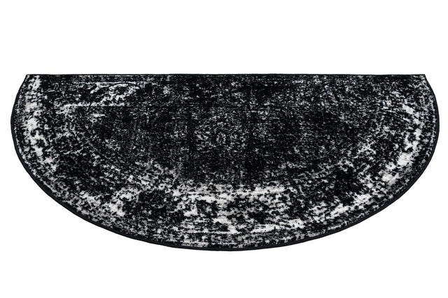 Black 3' 1 x 6' 1 Sofia Hearth Half-Round Semicircle Area Rug Durable Easy Clean Stain Resistant Unique Carpet for Affordable Interior Home Design for Sale at Rug Engine