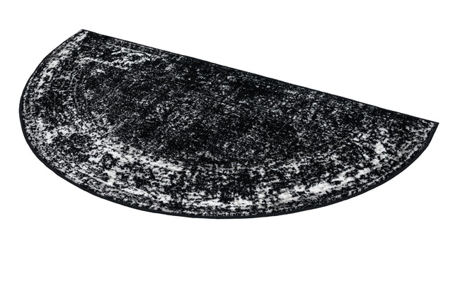 Black 3' 1 x 6' 1 Sofia Hearth Half-Round Semicircle Area Rug Durable Easy Clean Stain Resistant Unique Carpet for Affordable Interior Home Design for Sale at Rug Engine